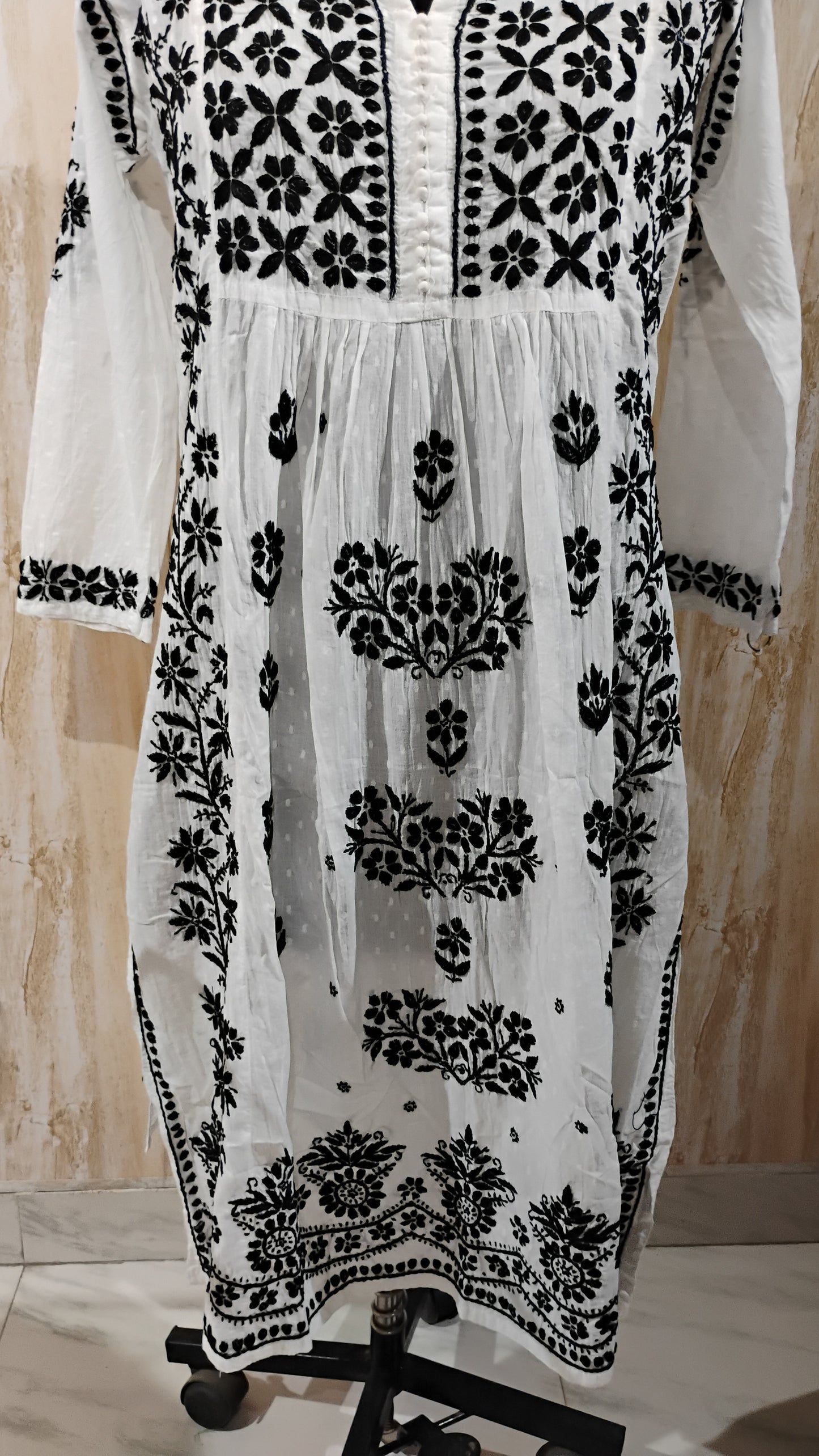 ADAA- CHIKANKARI KURTA WHITE WITH BLACK