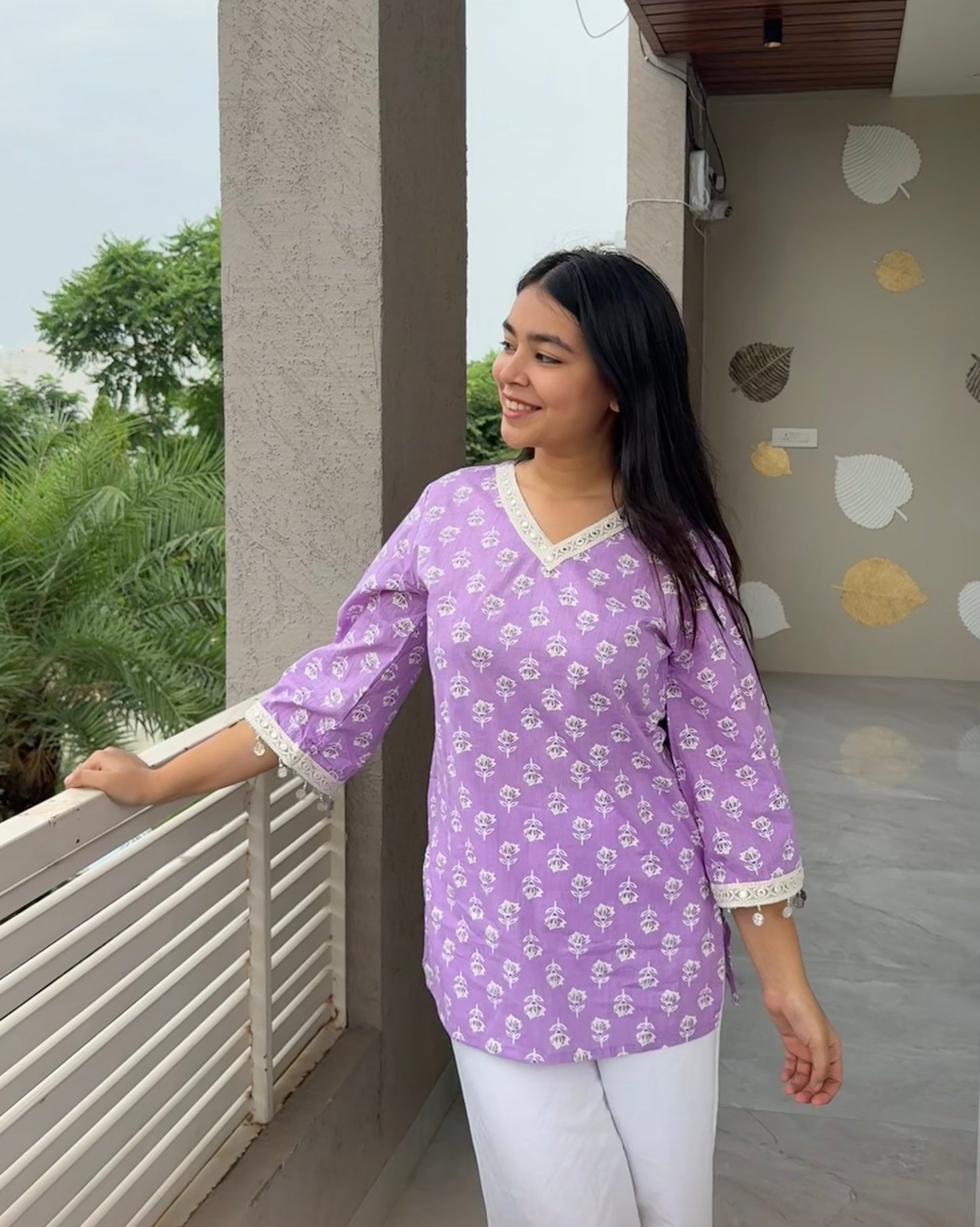 JHANKAAR SHORT KURTI- LAVENDER