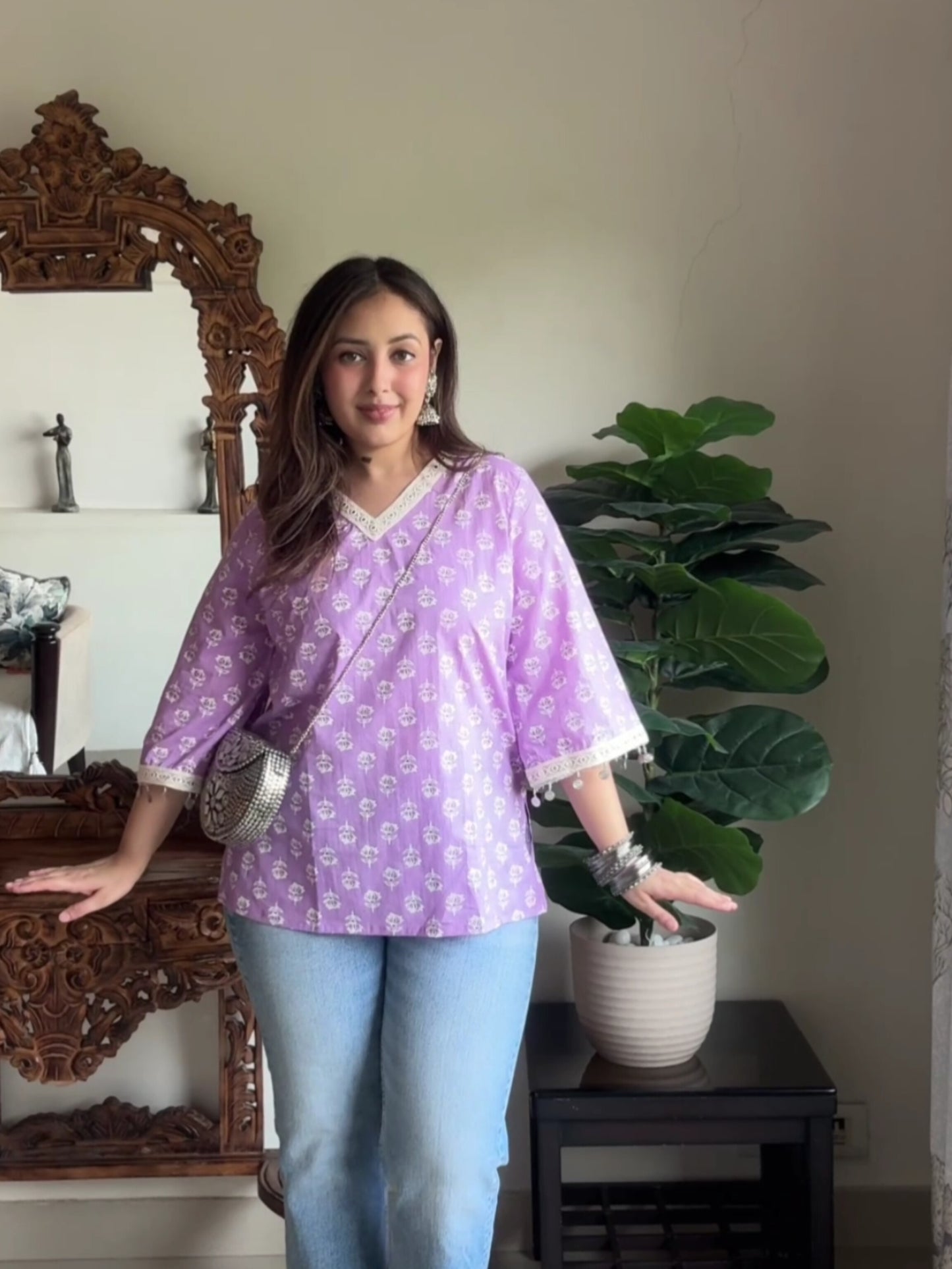 JHANKAAR SHORT KURTI- LAVENDER