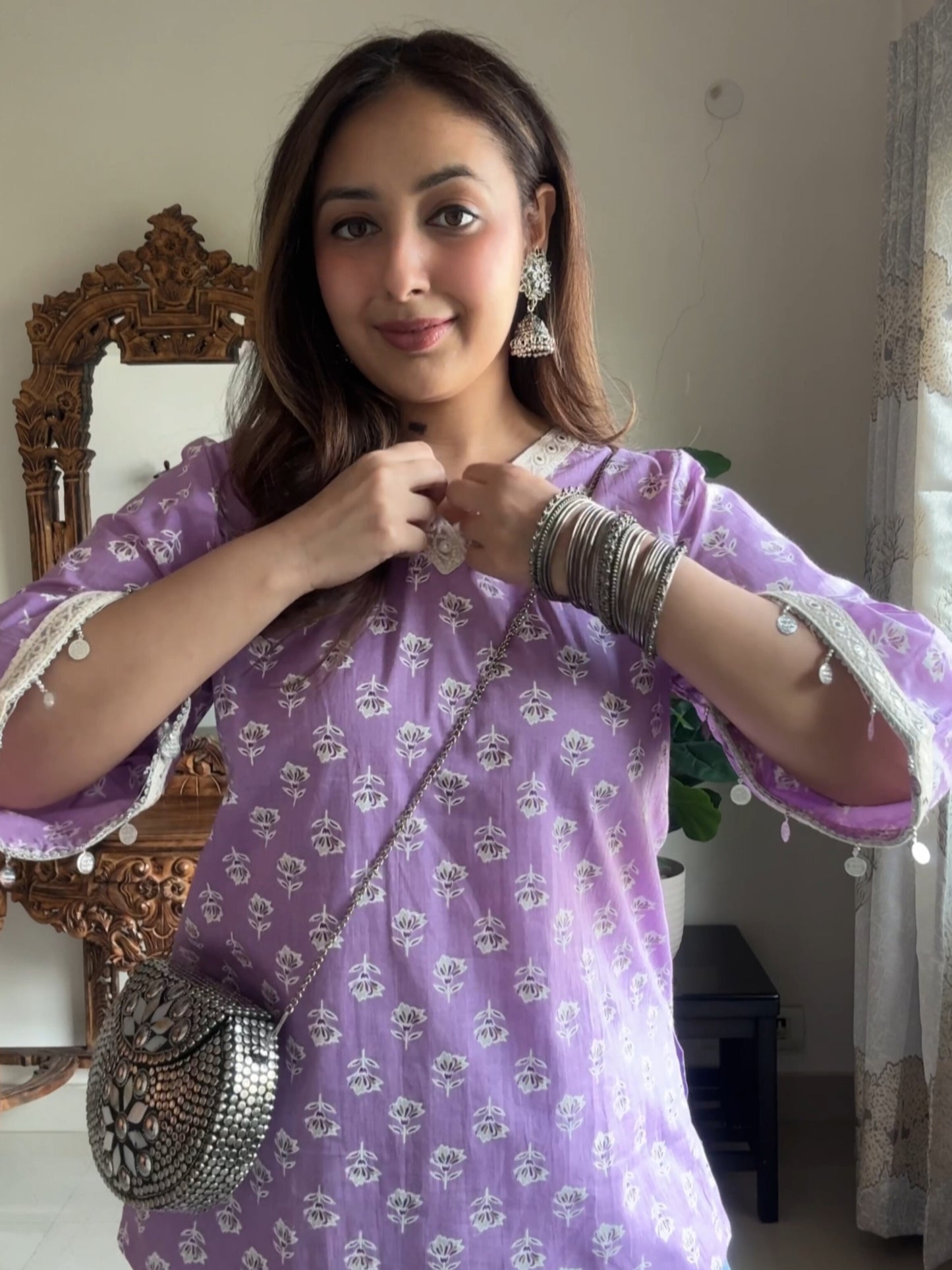 JHANKAAR SHORT KURTI- LAVENDER