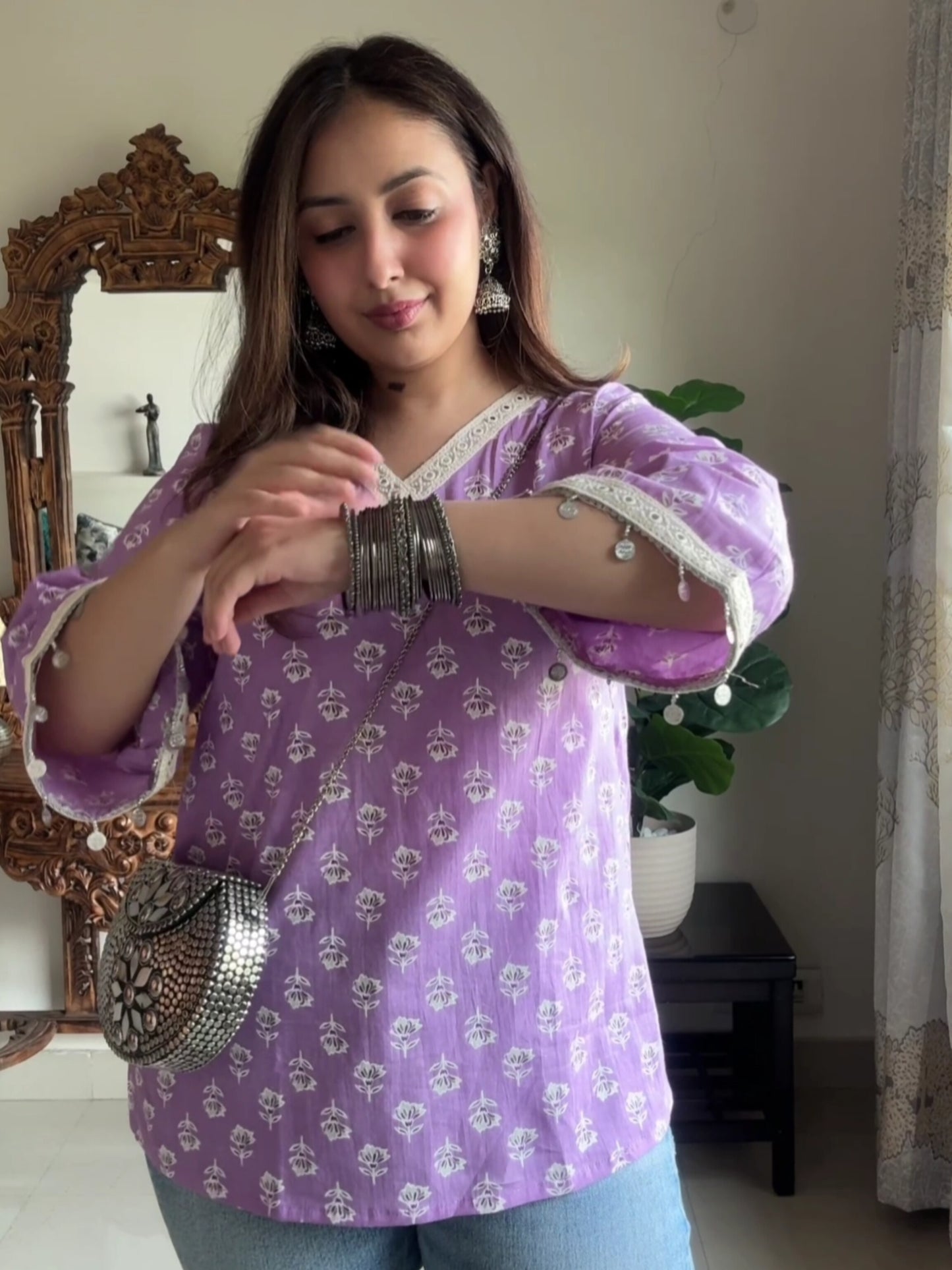 JHANKAAR SHORT KURTI- LAVENDER