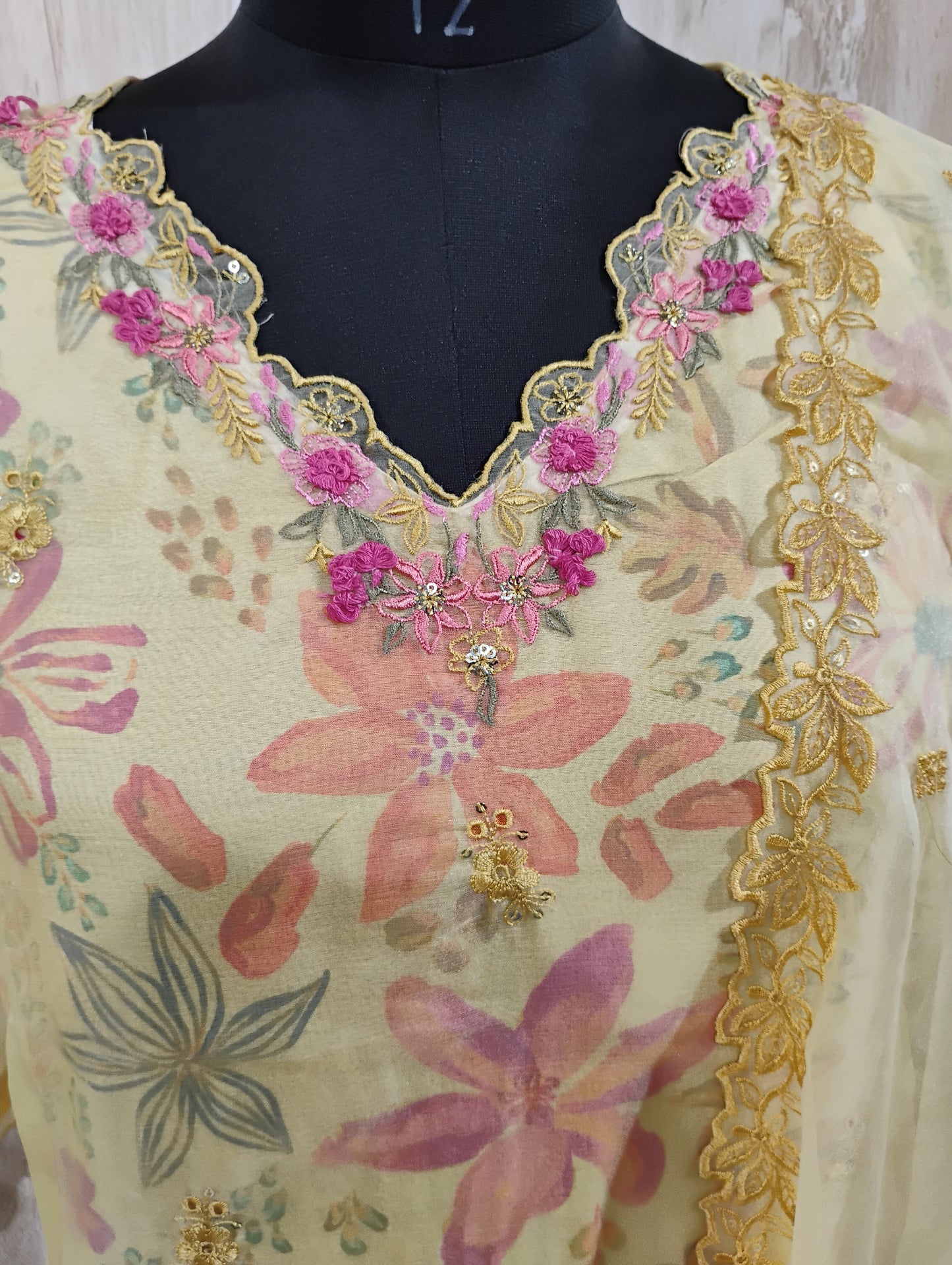 GULZAAR YELLOW ORGANZA SUIT SET