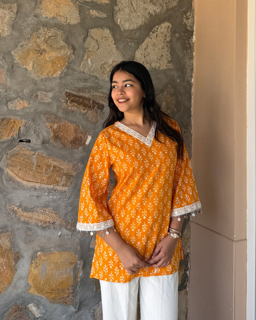 JHANKAAR SHORT KURTI- ORANGE