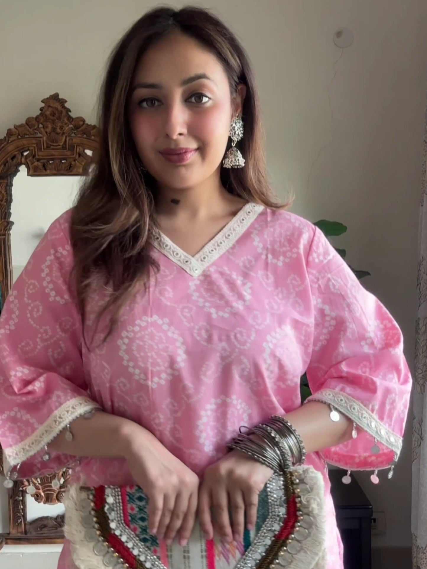 JHANKAAR SHORT KURTI- PINK