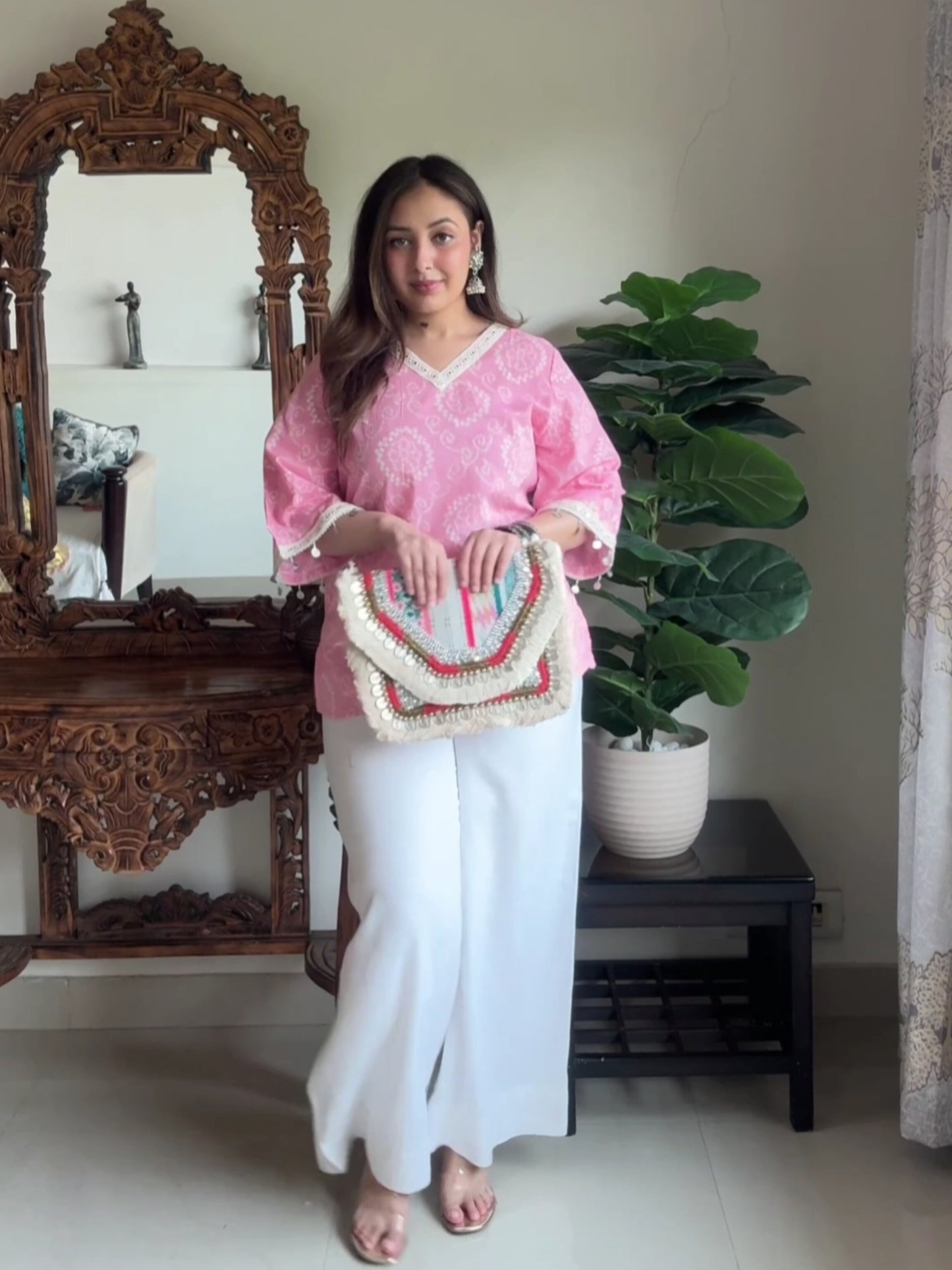 JHANKAAR SHORT KURTI- PINK