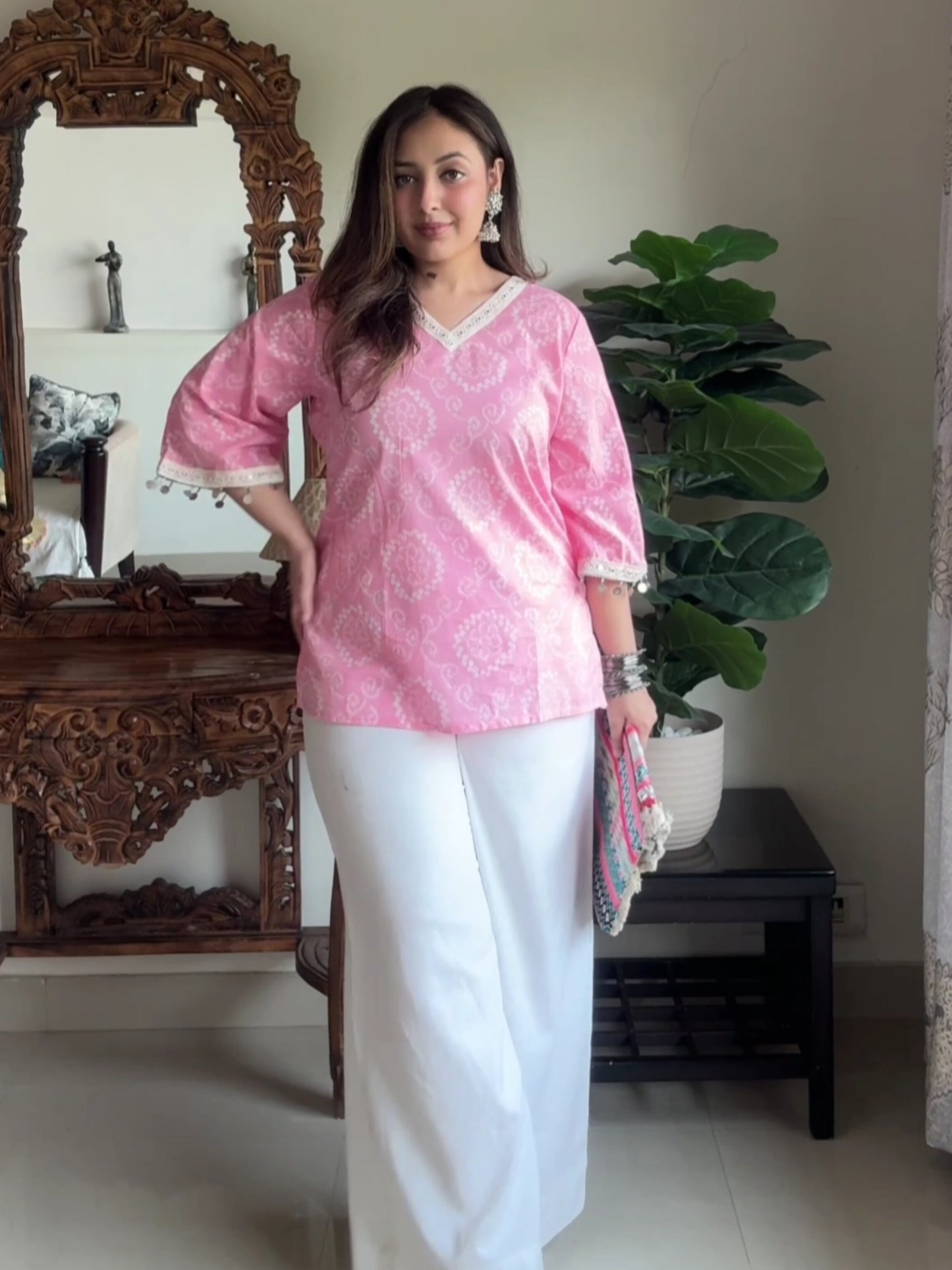 JHANKAAR SHORT KURTI- PINK