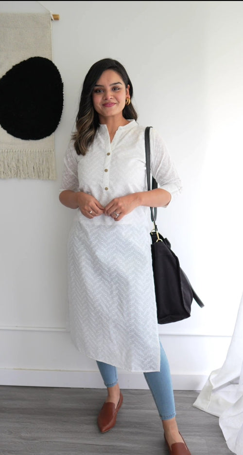 TIMELESS WHITE COTTON KURTA